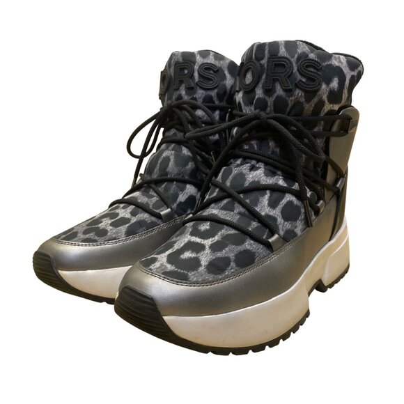 Michael Kors Women’s Black & Grey Leopard Print High-Top Boots Approx. Sz 8/8.5 - Picture 3 of 9